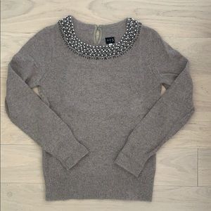 French brand 1,2,3 sweater with pearl collar